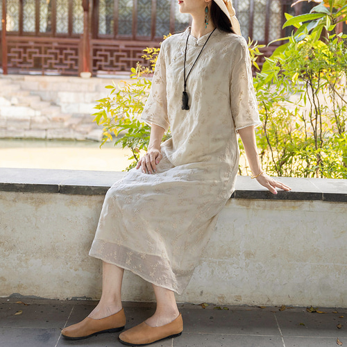 日本製 リネン 半袖ブラウス 麻100％ リネン100％ 体型隠し ゆったり