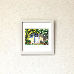 「ローズハウス07」透明水彩画　原画　風景画　額縁付　２Lサイズ 6枚目の画像