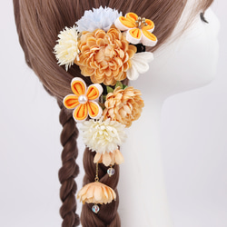 ［送料無料］絹の花のかんざしアクセサリー成人式 髪飾り 結婚式 着物 袴 和装 卒業式 1枚目の画像
