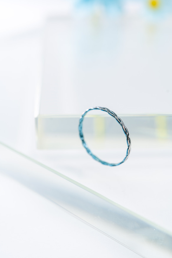 チタンリング スカイブルアプト sukaiburuuapt 重ね付け 細指輪 SkinnyRing size約22.5号 15枚目の画像