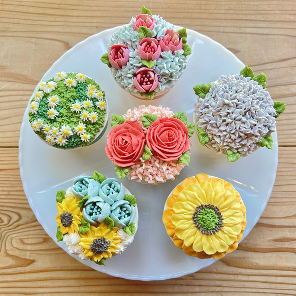 cupcake flowers box 2025 B/フラワーカップケーキ6個セット /【母の日2025】 3枚目の画像