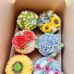 cupcake flowers box 2024 B/フラワーカップケーキ6個セット /【母の日2024】 11枚目の画像