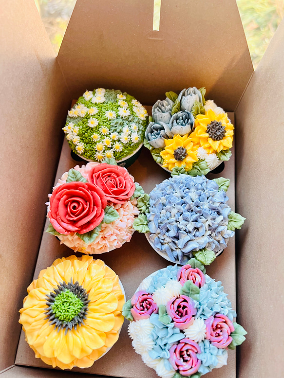 cupcake flowers box 2025 B/フラワーカップケーキ6個セット /【母の日2025】 11枚目の画像