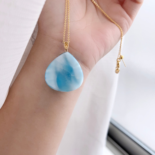 天然無処理ラリマー ペンダントトップ k18 No788