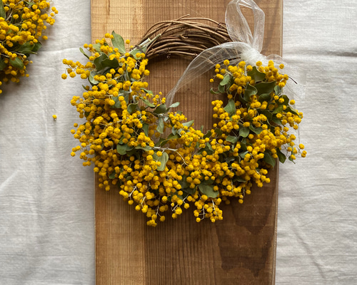 パンママ♡ミモザ♡フラワーリース mimosa wreathミモザリース ドライフラワー 母の日 母の日ギフト