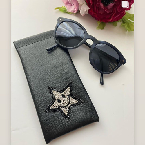 メガネケース☆サングラスケース☆大人可愛い♡PUレザー☆スマイル☆星