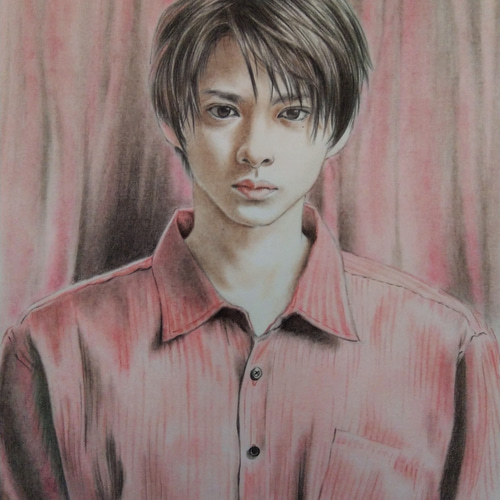 B5サイズの色鉛筆似顔絵描きます！【人物1人～4人まで】 絵画 実幸