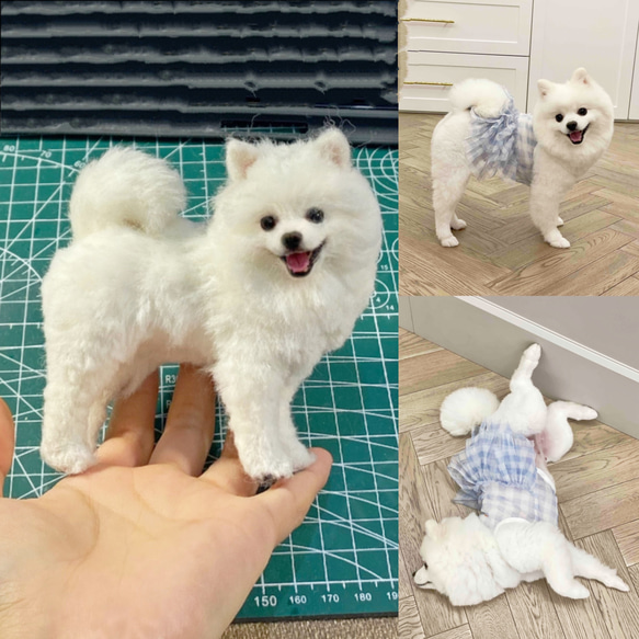 【オーダーメイドペット】羊毛フェルト、うちの子　犬ぬいぐるみ、フェルト犬、羊毛犬、肖像画、犬猫人形 プレゼントやギフトに 100% 模様