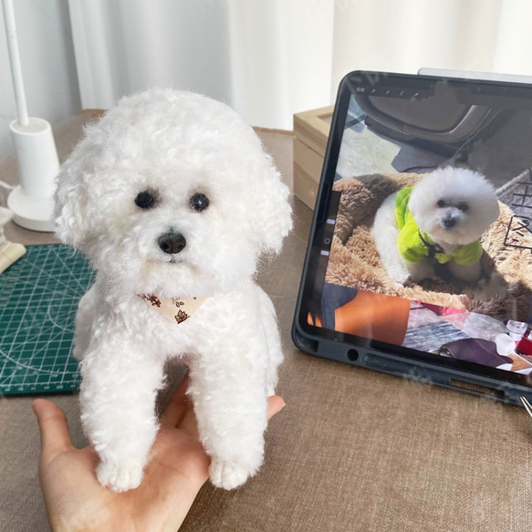 【オーダーメイドペット】羊毛フェルト、うちの子　犬ぬいぐるみ、フェルト犬、羊毛犬、肖像画、犬猫人形 プレゼントやギフトに 100% 模様