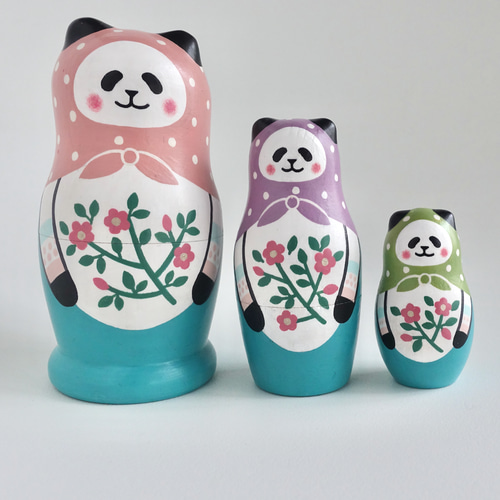 カラフル☆パンダのマトリョーシカ 3人組 その他置物 こきちや 通販