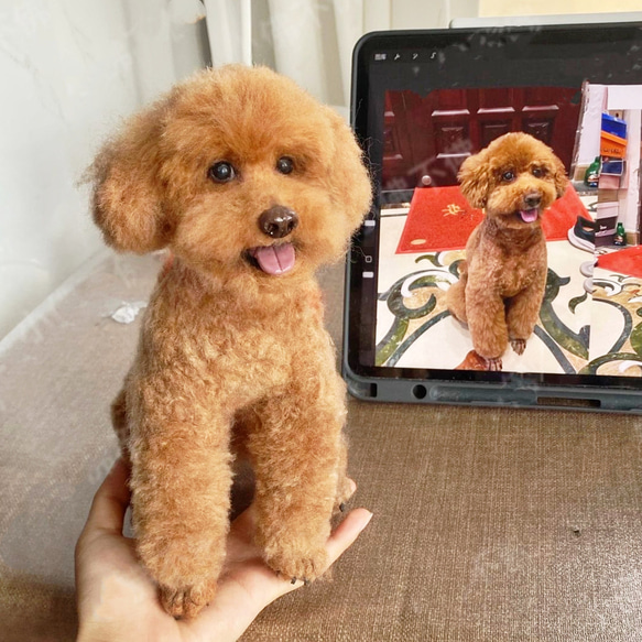 【オーダーメイドペット】羊毛フェルト、うちの子　犬ぬいぐるみ、フェルト犬、羊毛犬、肖像画、犬猫人形 プレゼントやギフトに 100% 模様