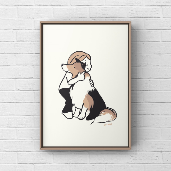 シェットランドシープドッグ【親友】A4ポスター　犬　ペット　イラスト　シェルティ　うちの子 1枚目の画像