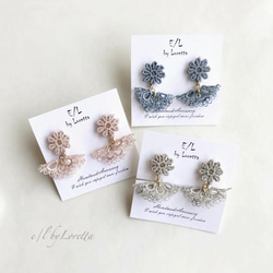 (全3色)Lace flower tassel pierce/earring 1枚目の画像