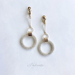 Stick crystal beads hoop pierce/earring(Gold) 1枚目の画像