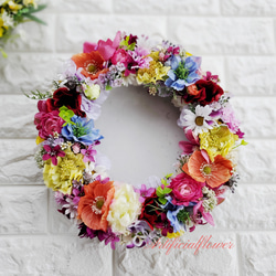 小花いっぱいリース 6562699f3585651c58971722804b81