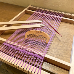 テクスチャDIY織りボード無垢材には、織りツールと無料の8色のウール/シンプルな織機が付属しています木製織り機キット 3枚目の画像