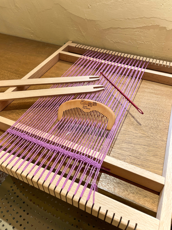 質感DIY梭織板 實木 附贈梭織工具 送8色毛線 / 簡易織布機 Wooden Weaving Loom Kit 第3張的照片