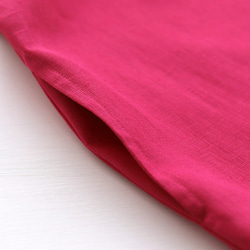 蓬鬆身體覆蓋亞麻罩衫連衣裙（粉色）OP32。 第15張的照片
