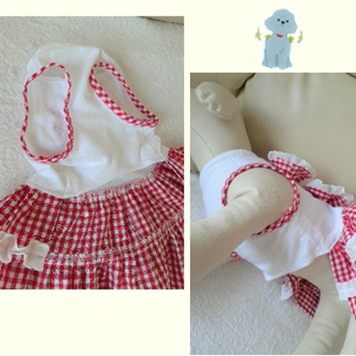 格安SALEスタート！ 犬服ワンピース ギンガムチェック赤／背中リボン 送料無料 gwb10 犬服・アクセサリー