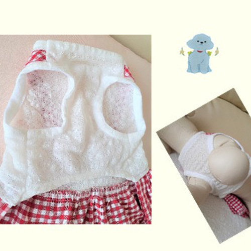 犬服ワンピース ギンガムチェック赤／肩ヒモ 送料無料 gw01