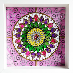 曼荼羅アート ステンドグラス風インテリアアート タペストリー・壁掛け