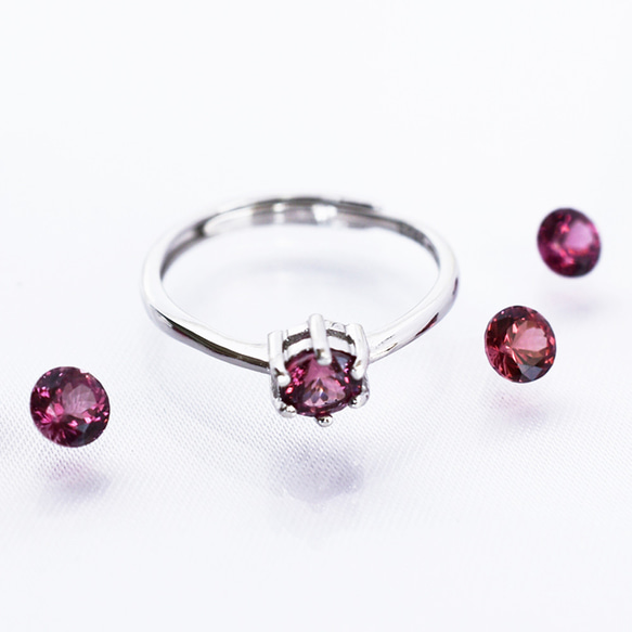 ロードライトガーネット指輪、リング：ピンク、ワインレッド、赤紫：6本爪：シルバー：Creema限定【送料無料】 5枚目の画像
