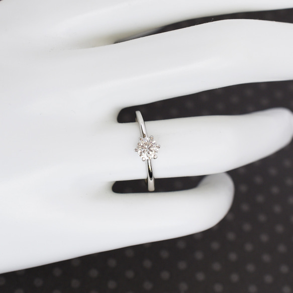 モアッサナイト指輪、リング：ダイヤモンドのような輝きと透明感：シルバー：Creema限定【送料無料】 6枚目の画像