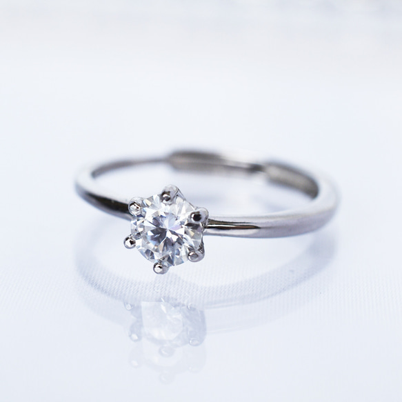 モアッサナイト指輪、リング：ダイヤモンドのような輝きと透明感：シルバー：Creema限定【送料無料】 3枚目の画像