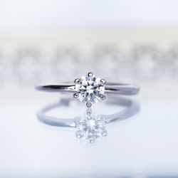 モアッサナイト指輪、リング：ダイヤモンドのような輝きと透明感：シルバー：Creema限定【送料無料】 1枚目の画像