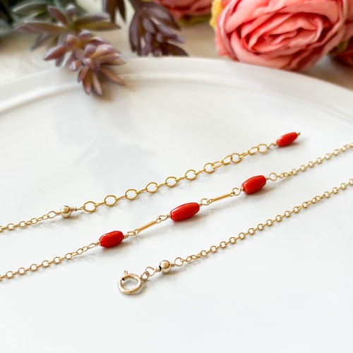 14kgf*サルディーニャ産赤珊瑚のネックレス＆ピアス／イヤリング＊アジャスター付き ネックレス・ペンダント marimello  通販｜Creema(クリーマ) 15643890