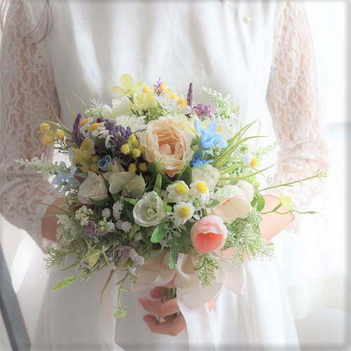 クラッチブーケ 春花mix パステル 前撮り フォトウェディング クラッチブーケ 春花mix パステル 前撮り フォトウェディング