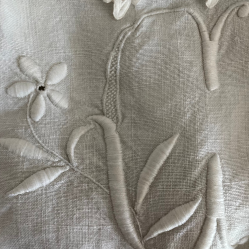 フランス蚤の市アンティークリネンシーツモノグラム刺繍