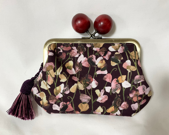 レア リバティ スウィートミッドナイト 大きめ木玉親子がま口ミニ財布  