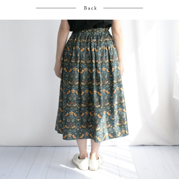 ウィリアムモリス ＜いちご泥棒(S)＞ タック＆ギャザーロング スカート＜BRUNA-MSS-BLUE＞        Ω 人気・おすすめ｜使いやすい・旅行におすすめ 品質保証 全国発送 正規品・日本国内発送・安心保証付き