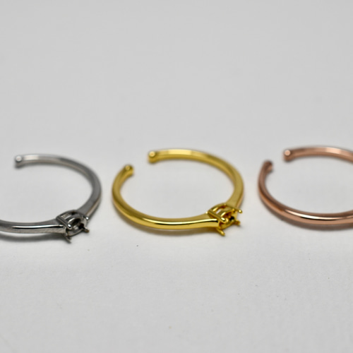 R12 上品 シルバー 台座 リング枠 空枠 石枠 横置き フリーサイズ 金属