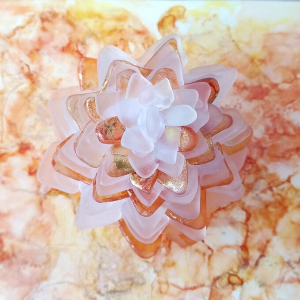 【海灯花】シーグラスのお花のランプシェード 赤×オレンジ 初明かり（はつあかり）ギフトラッピング対応 8枚目の画像