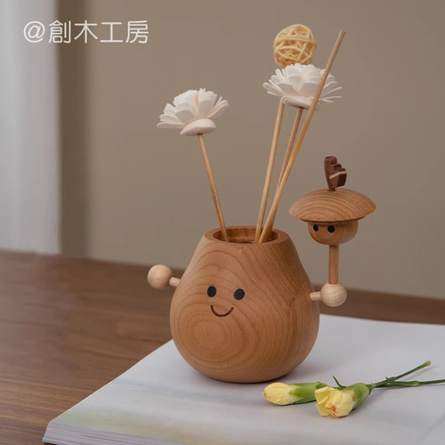 一輪挿し 木製 花瓶 花器 アロマポット 天然木 フラワー入れ 癒し 新
