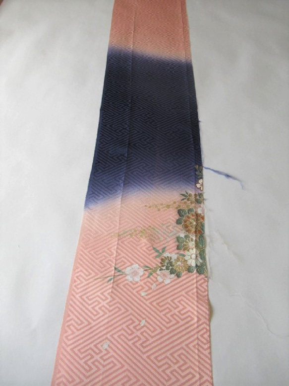 粉色 Kyoto Yuzen Gold 櫻花圖案 Pure Silk Dash Tango Chirimen No.74-1 W 第3張的照片