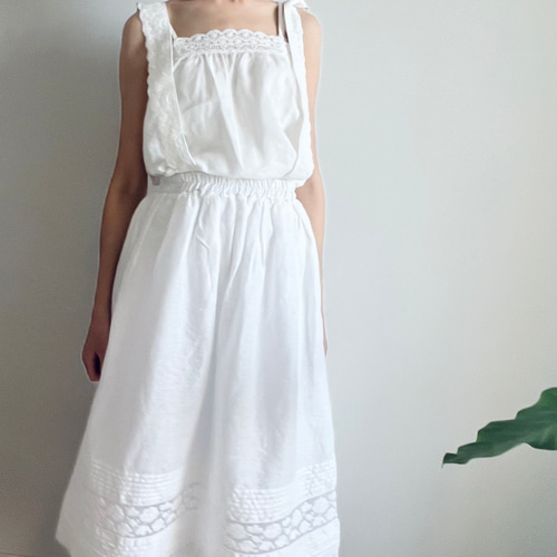 極美品 17SS⭐️ワイズ サスペンダーロングスカート コットンリネン 1サイズ コットンリネンサスペンダー付きバックレースアップワイドパンツ