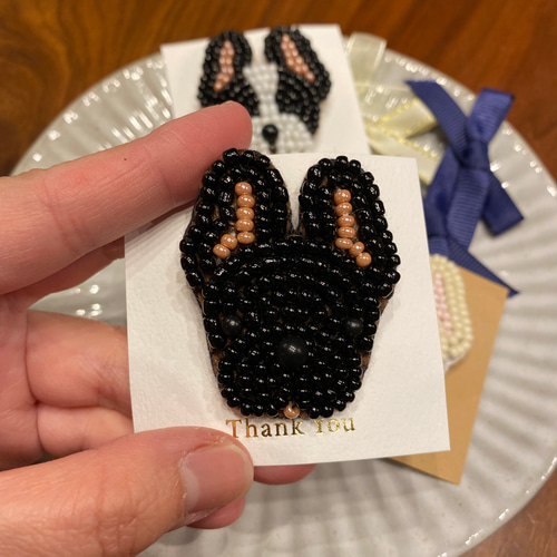 刺繍　ブローチ　ボストンテリア　ハンドメイド 素敵な作家さんシリーズ】akiさん☆立体刺繍ブローチ、刺繍