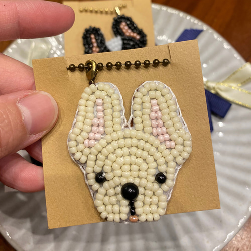 刺繍ビーズキーホルダー ボストンテリア フレブル その他アクセサリー