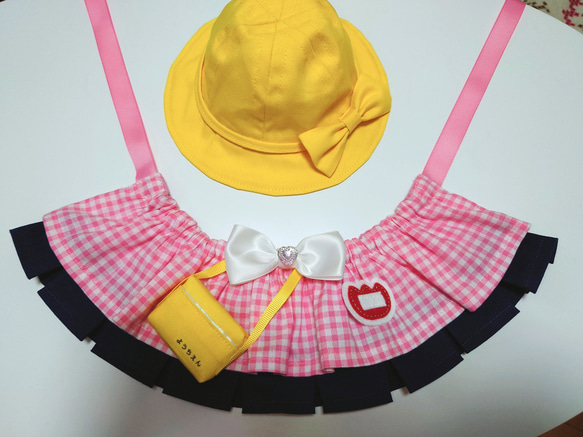 猫服ケープセット　幼稚園（ピンク） 4枚目の画像