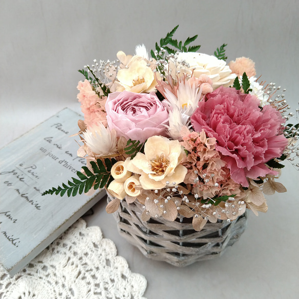 ♡antique arrange♡母の日フラワー2024 ギフト ウェディング 新生活 ドライフラワー  くすみカラー 3枚目の画像