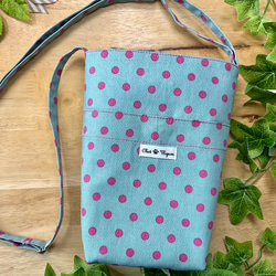 [Walking Pochette] Pop Colorful Dots Blue✖️Pink 肩帶長度可調節智能手機肩 第1張的照片