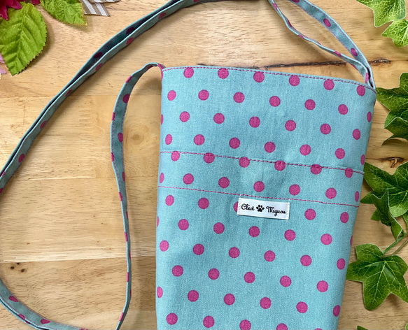 [Walking Pochette] Pop Colorful Dots Blue✖️Pink 肩帶長度可調節智能手機肩 第2張的照片