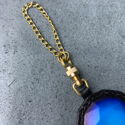 【Polyto】皮革寶石鑰匙扣（夜藍色）包包掛飾 第7張的照片