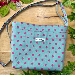 [Walking pochette] Pop colorful dots Blue ✖️ Pink 可調弦長Sacoche ty 第1張的照片