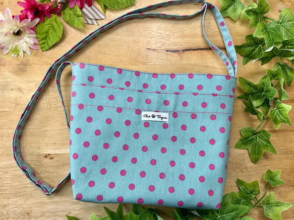 [Walking pochette] Pop colorful dots Blue ✖️ Pink 可調弦長Sacoche ty 第1張的照片