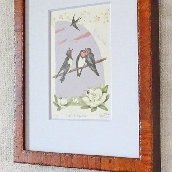 リトグラフ「Let's fly together!  」（額付） 2枚目の画像