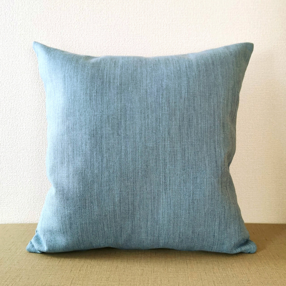 クッションカバー✥ブルー＆ホワイト✥45×45✥ファスナー式✥ハンドメイド 空色のようなさわやかブルー 無地 クッションカバー 45×45